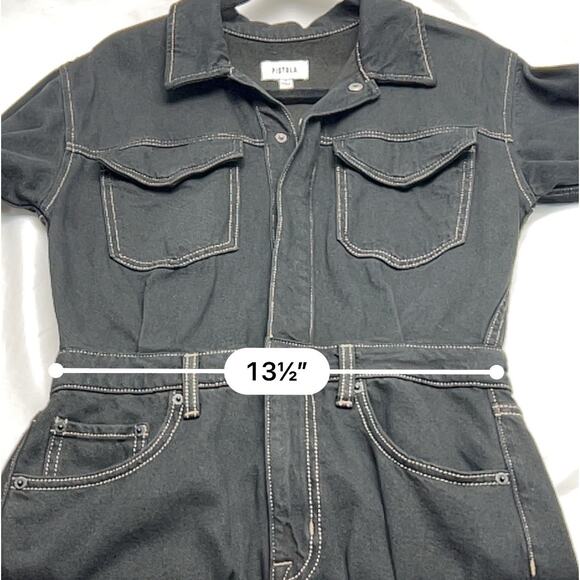 Pistola Women's Amira Long Sleeve Denim Jean Sheath Midi Dress In Noir Size S - Picture 6 of 12